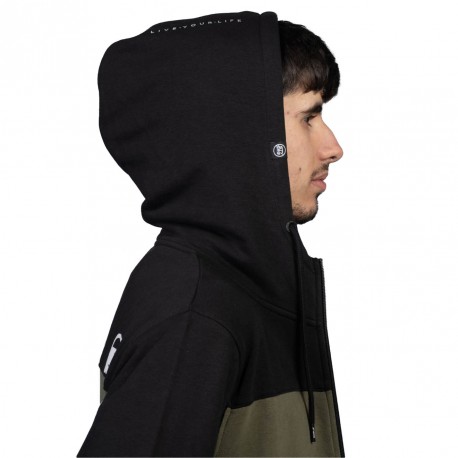 SWEAT STAYSTRONG CUT STRIPE FULL ZIP BLACK/ARMY GREEN