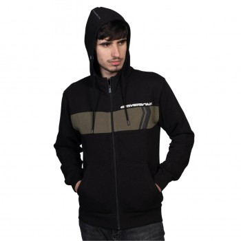 SWEAT STAYSTRONG CUT STRIPE FULL ZIP BLACK/ARMY GREEN