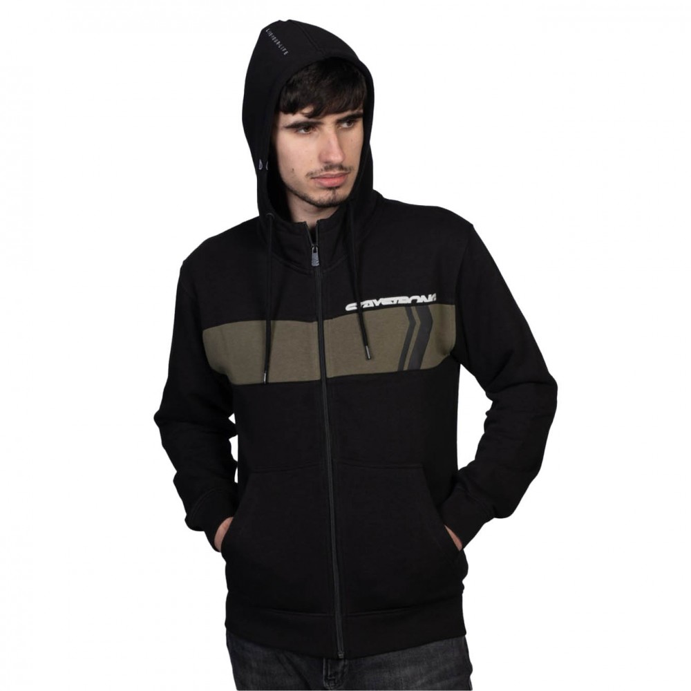 SWEAT STAYSTRONG CUT STRIPE FULL ZIP BLACK/ARMY GREEN