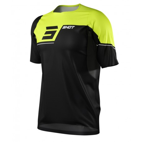 SHOT REVOLT BLACK/JAUNE SHORT SLEEVESJERSEY