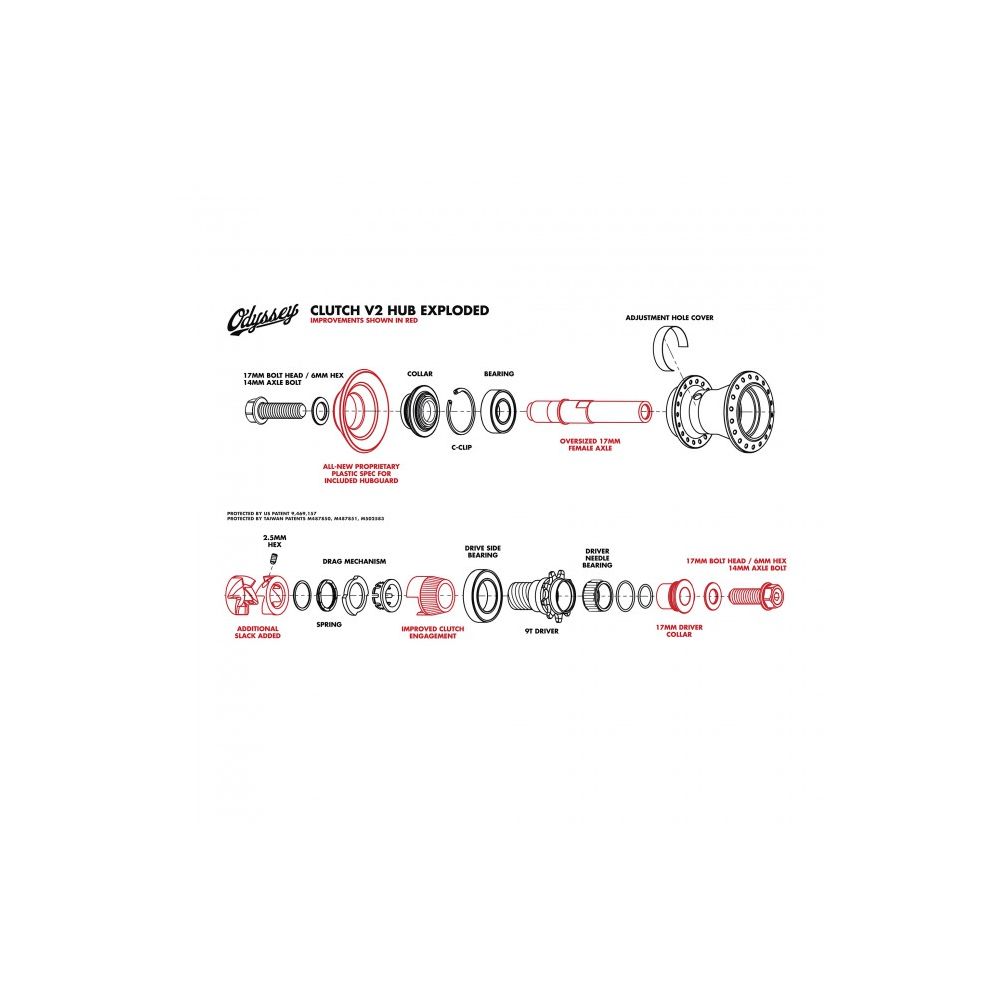 MOYEU ARRIERE ODYSSEY CLUTCH V2 FREECOASTER BLACK