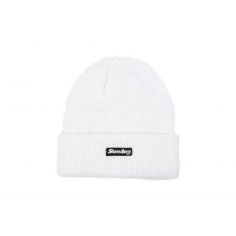 SUNDAY CLASSY LABEL CLUFF BEANIE WHITE