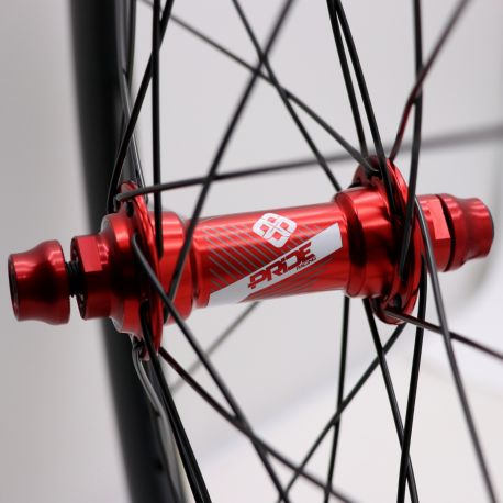 Pride Gravity Exp Aero Ud Matt Disc Wheelset - Red Hubs