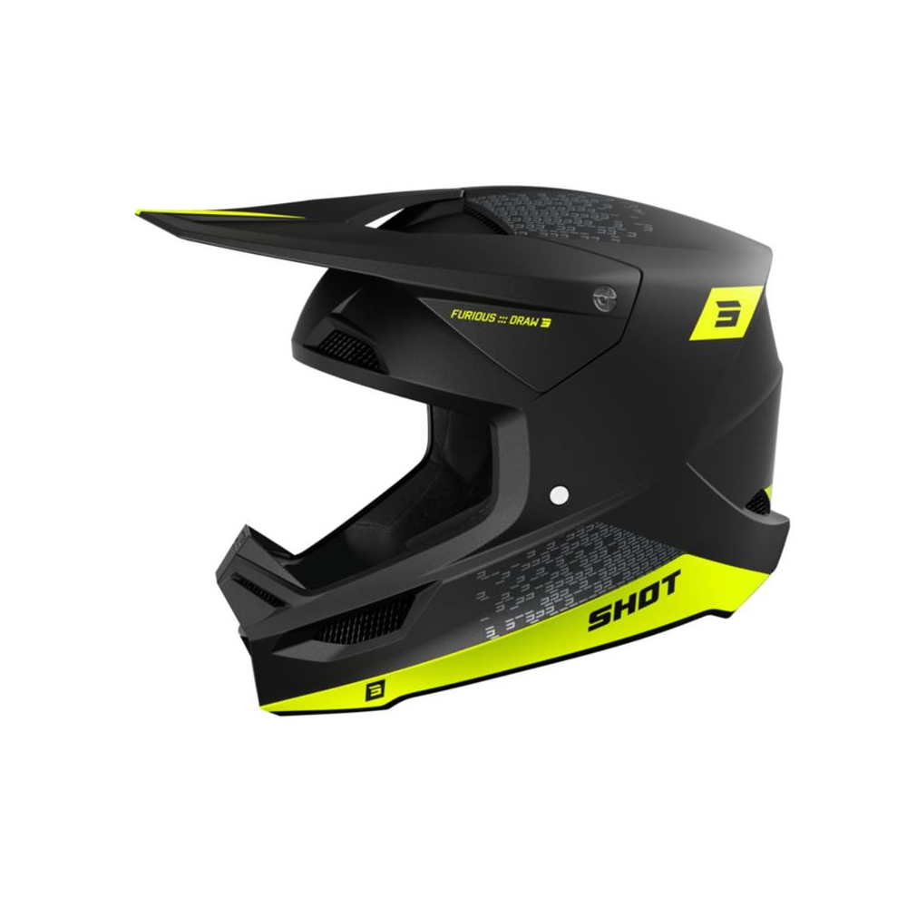 Casque Shot Furious - Draw Neon Yellow Profil