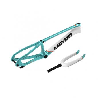 Kit Cadre/Fourche Meybo HSX Carbon 2026 - Matte White/Orange/Teal