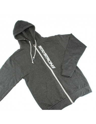 Sweat Stay Strong Faster Zip Heather Black