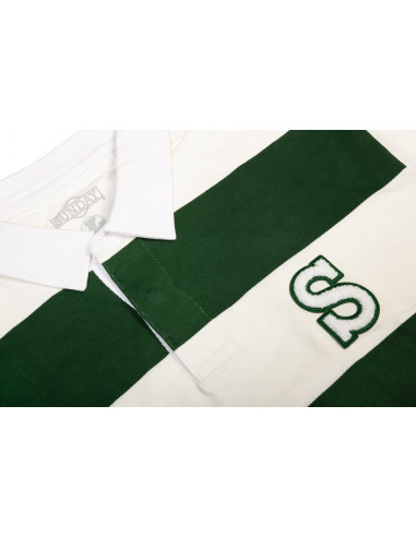 Sunday Game Rugby Long Sleeve T-Shirt Off White / Forest Green
