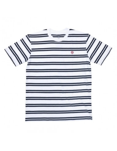Odyssey Stitched Monogram T-Shirt White / Navy Stripped