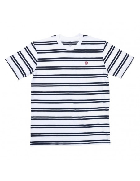 Odyssey Stitched Monogram T-Shirt White / Navy Stripped