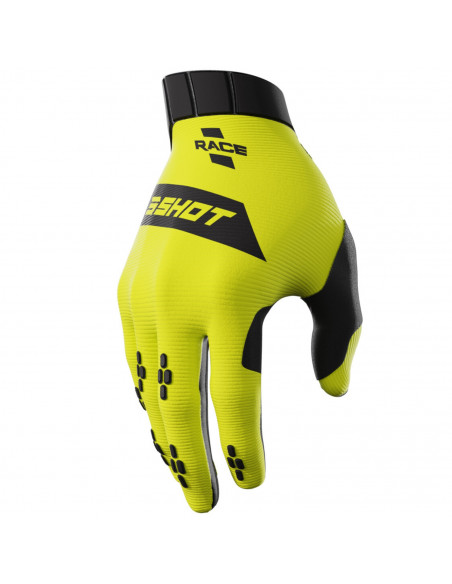 Shot Race Adult Neon Yellow Gloves